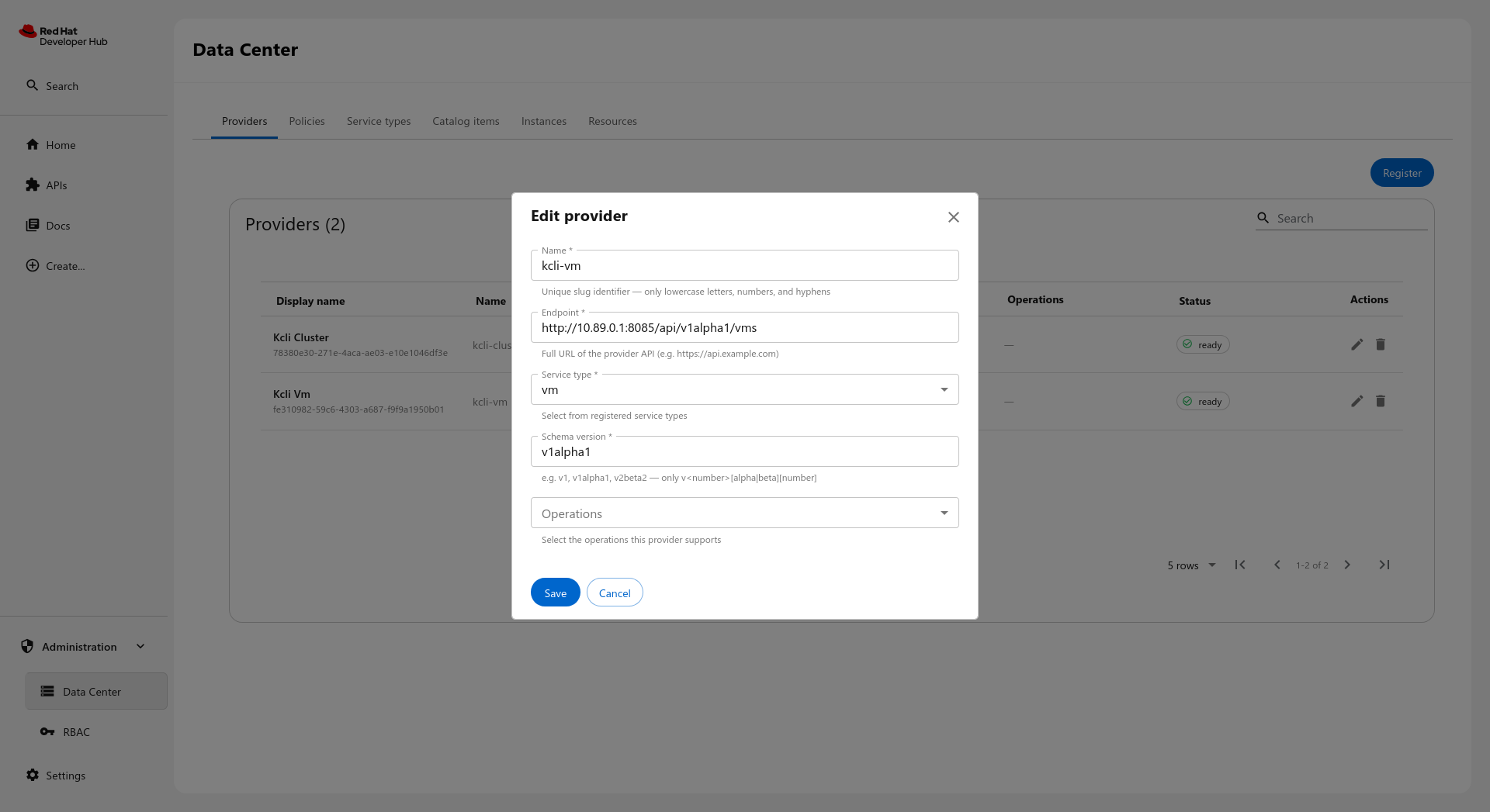 Edit VM provider