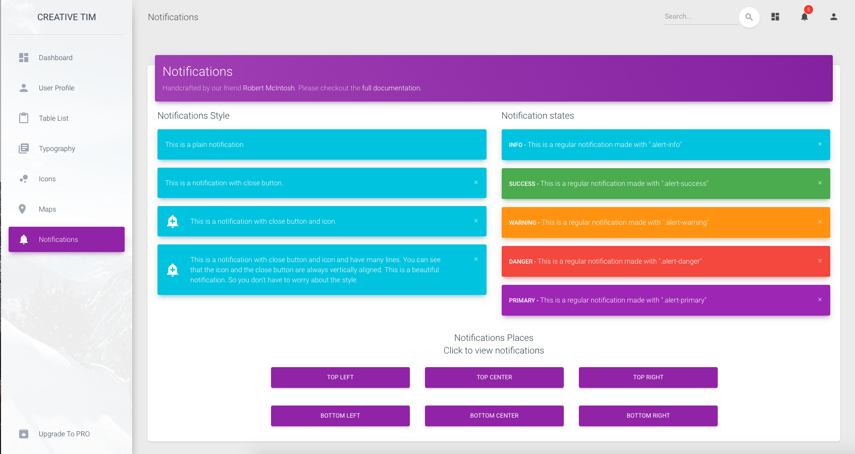 Flask admin dashboard. Notifications list UI. Warning Notification. Alert with Action and close button Design.