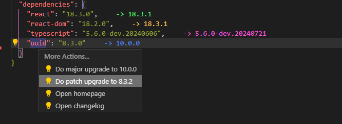 Package Json Upgrade