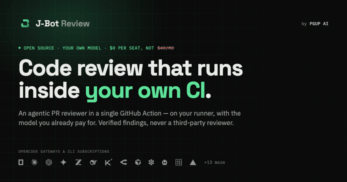 J-Bot Review — code review that runs inside your own CI