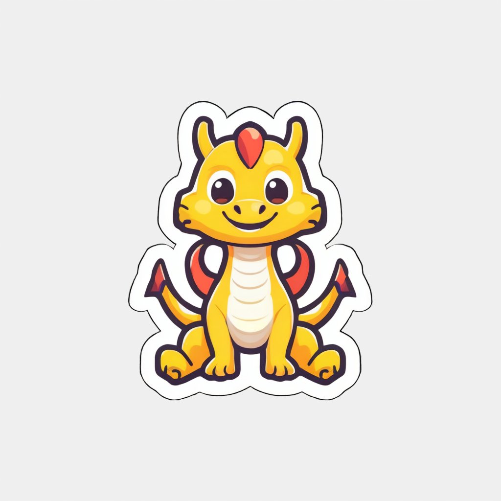 Cartoon dragon sticker with transparent background