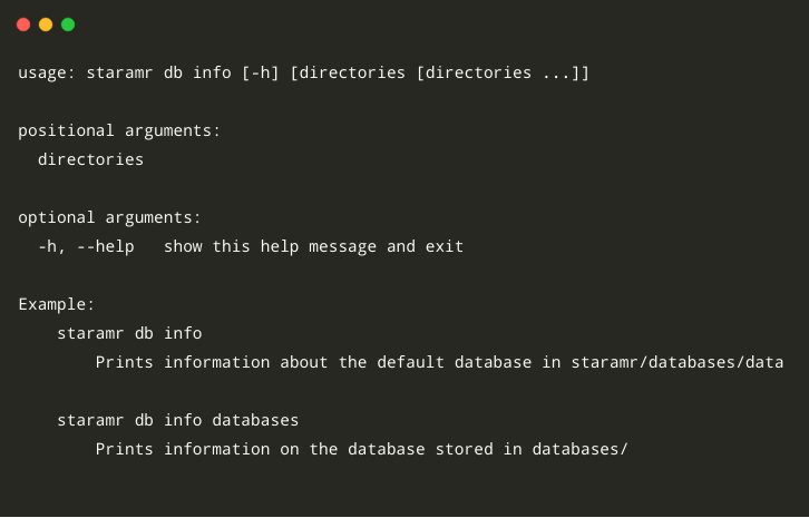 Database Info Command