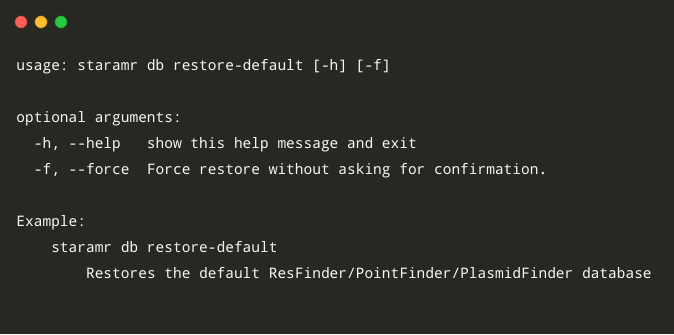 Database Restore Default Command