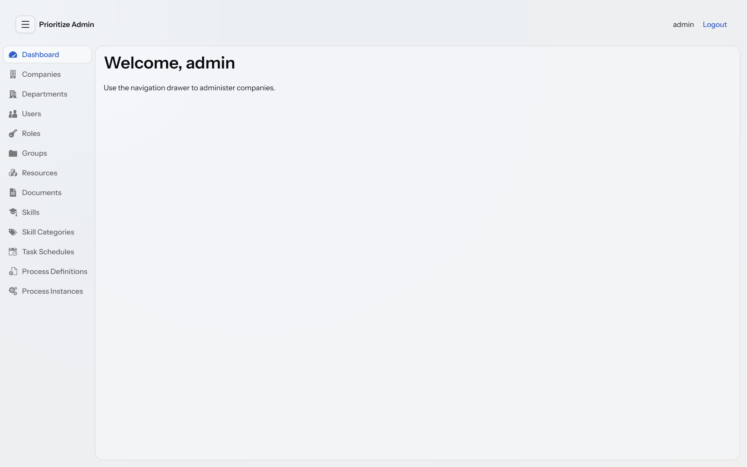 Prioritize admin GUI — dashboard