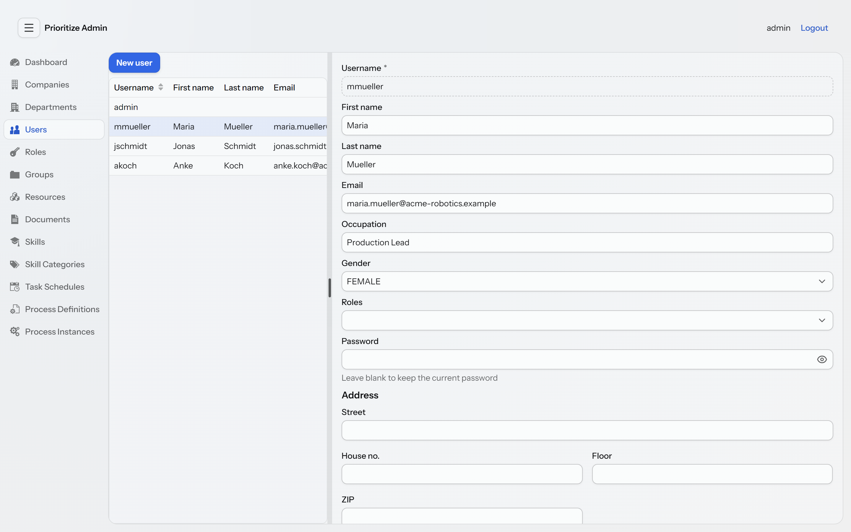 Users view