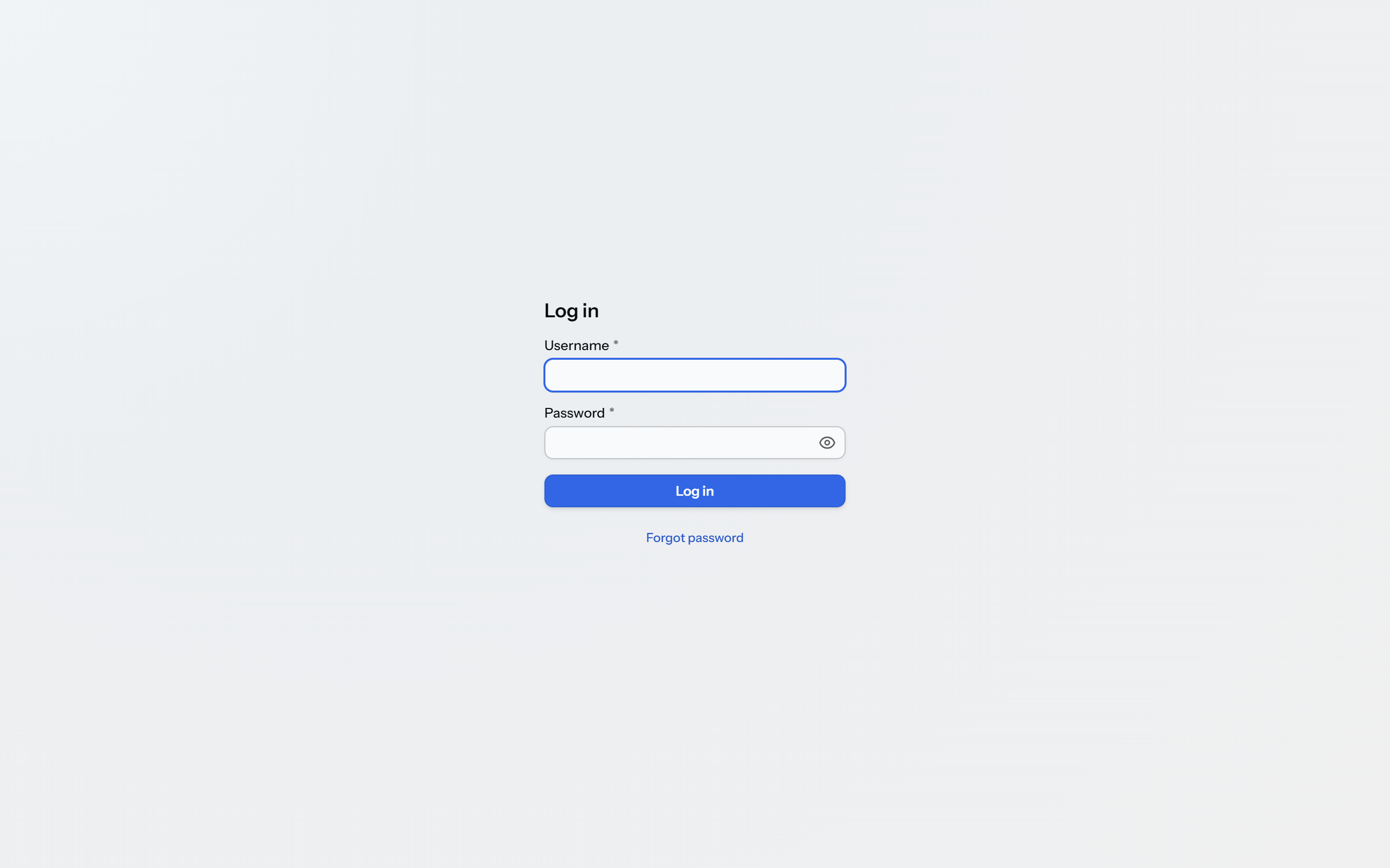 Login screen