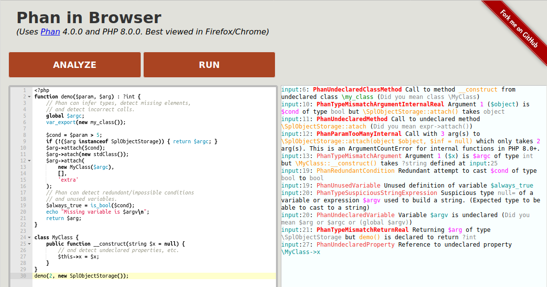 Github Phan Phan Phan Is A Static Analyzer For Php Phan Prefers To Avoid False Positives And Attempts To Prove Incorrectness Rather Than Correctness