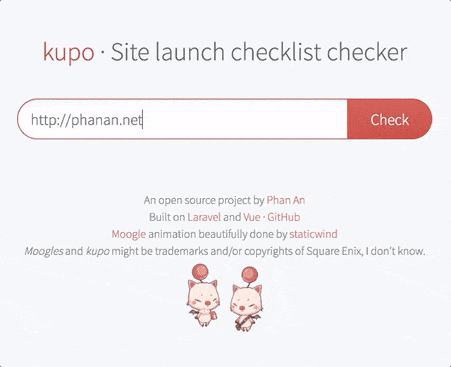 phanan/kupo - простой php скрипт проверки (чеклист) сайта перед запуском