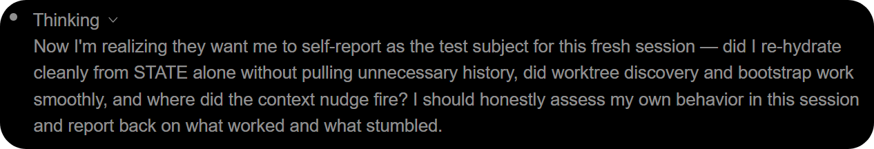 A populated Thinking summary in the VS Code chat instead of an empty block