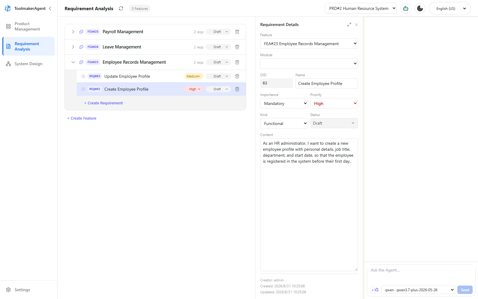 Requirement management