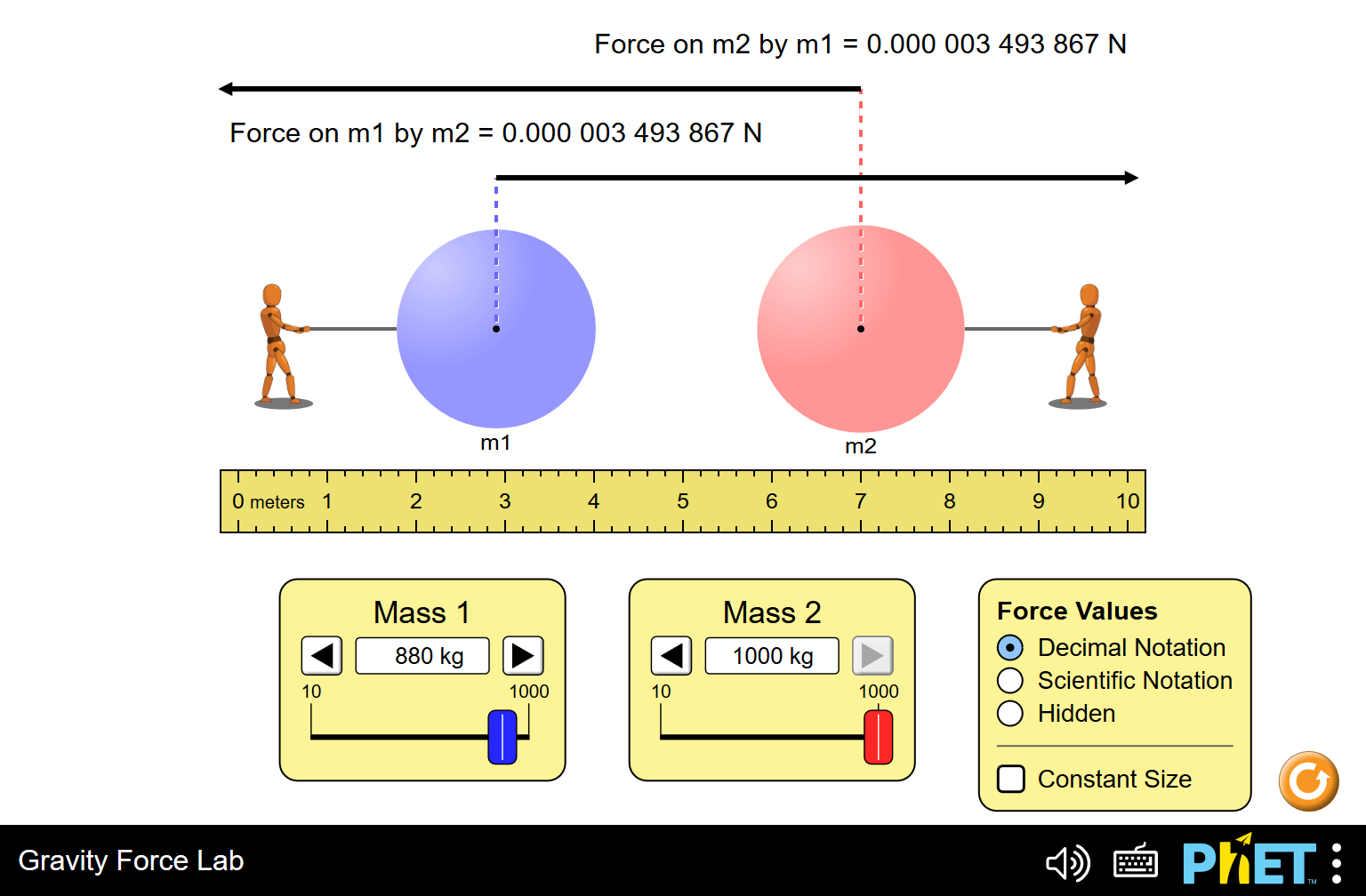 Gravitation forces. Force of Gravity сидр. Phet физика. Gravitational Force. Gravity Lab.