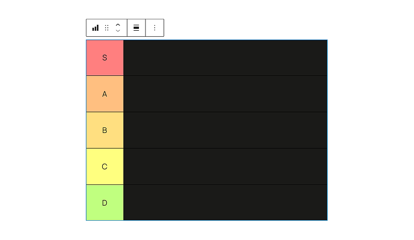 Tier List Block screenshot