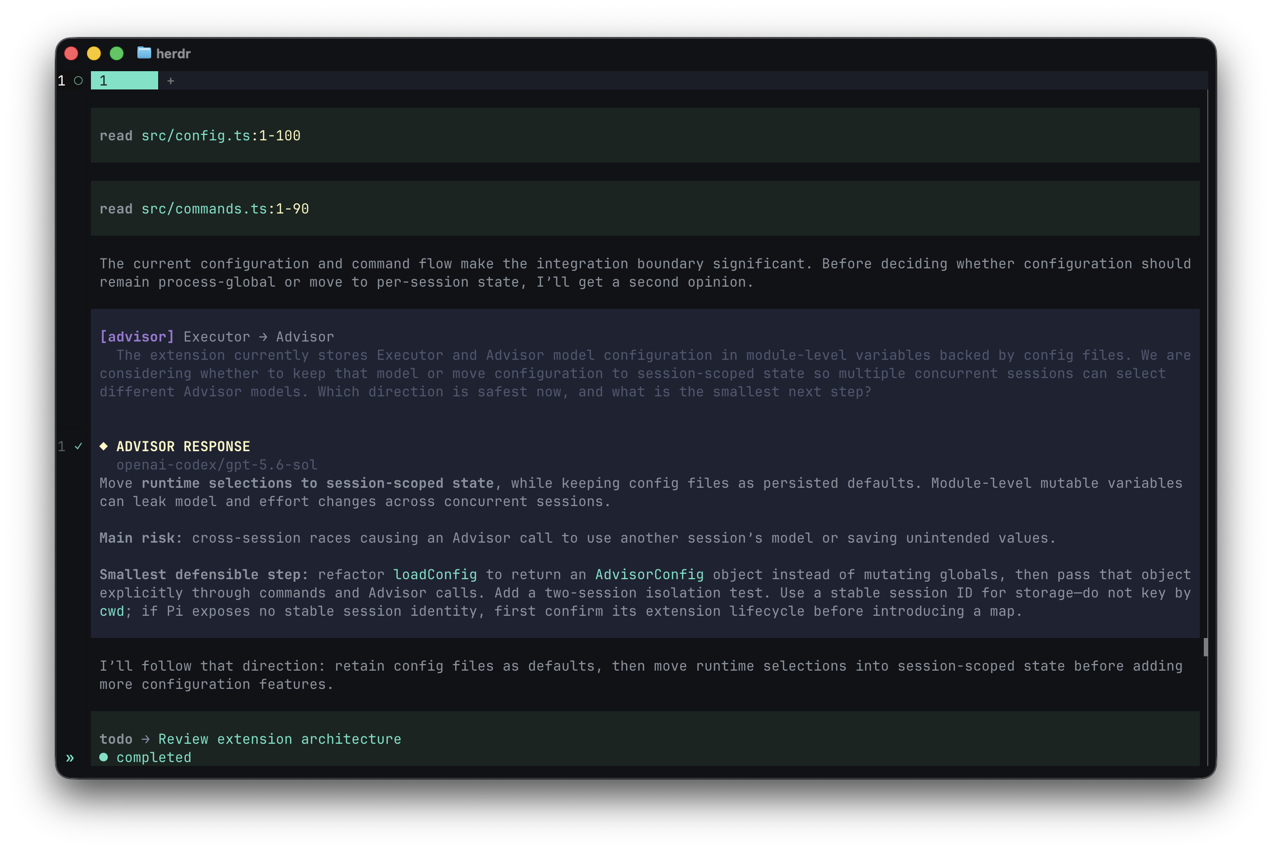 Pi Advisor consultation in the terminal