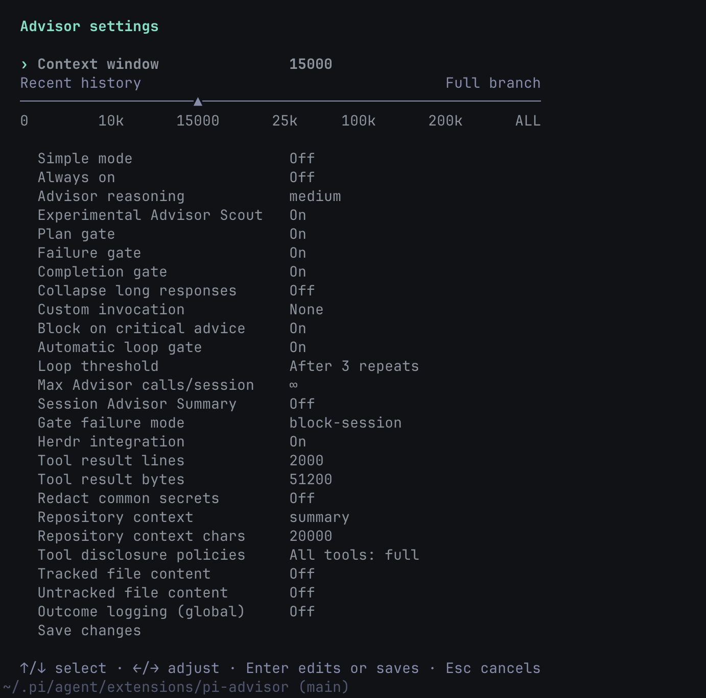 Advisor Settings