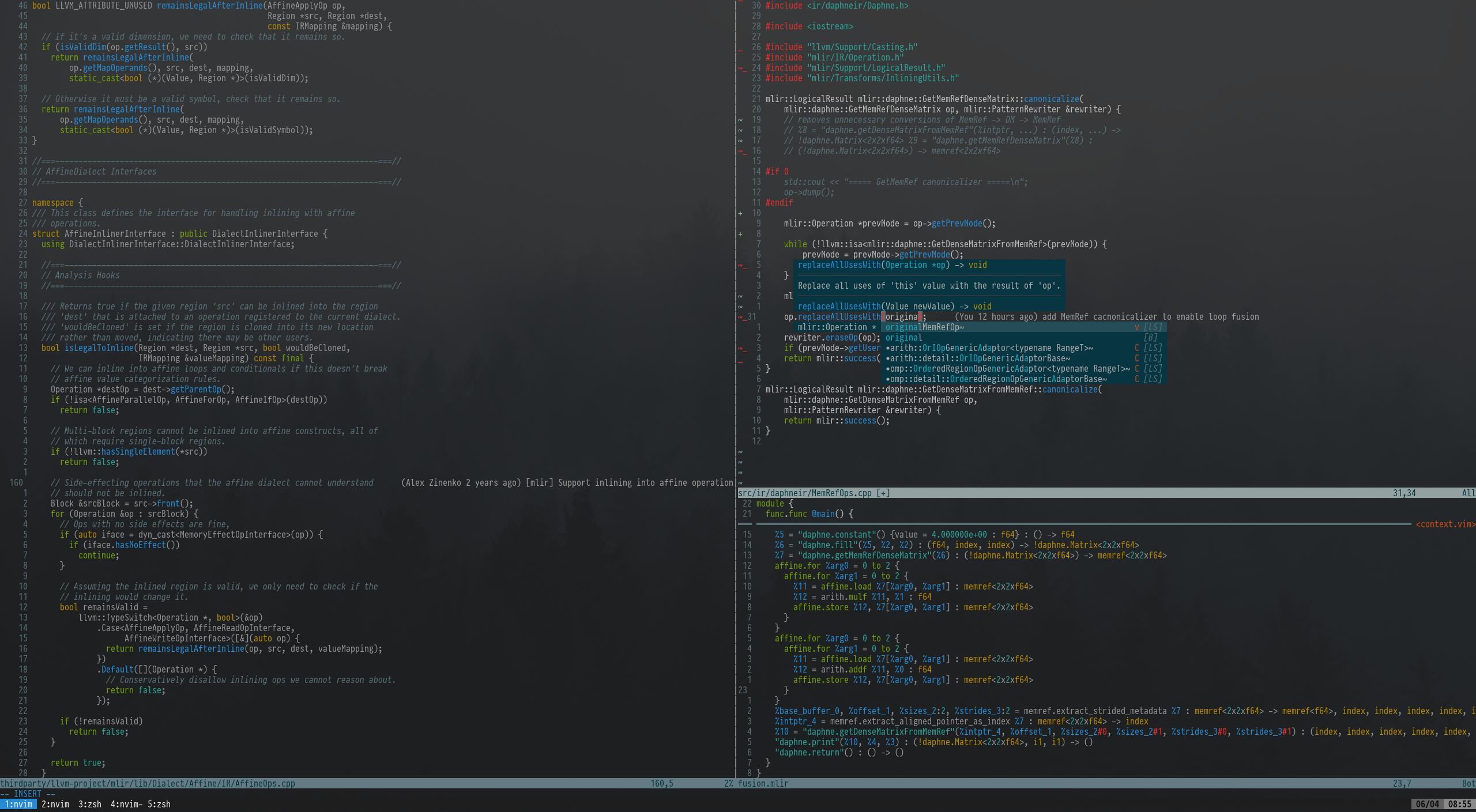 Terminal with Tmux and Vim.