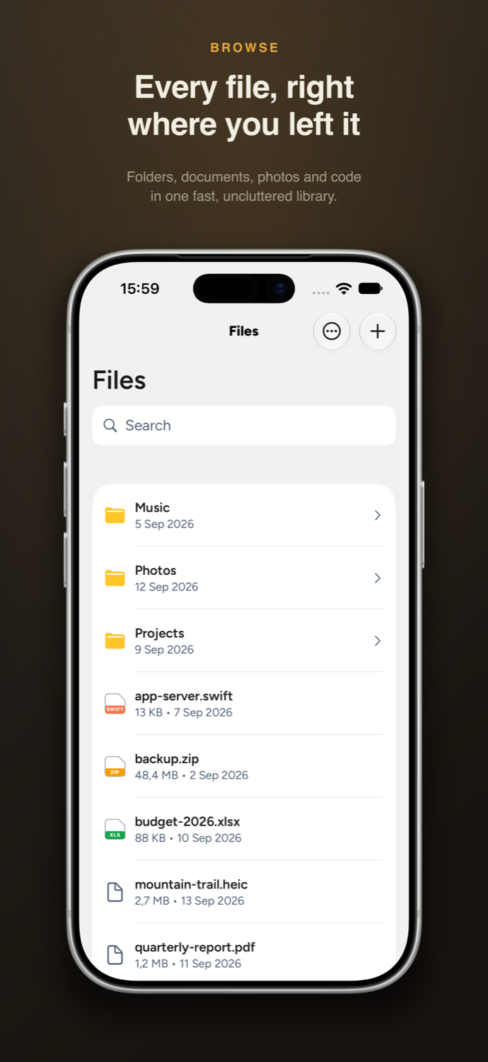 Browsing folders and files