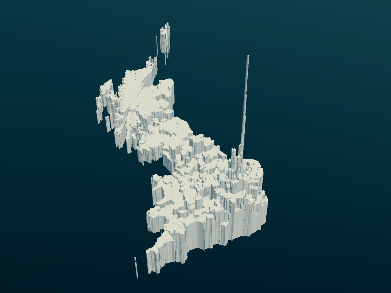 House prices 3d visualisation displayed with fstl