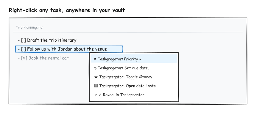 Context menu wireframe