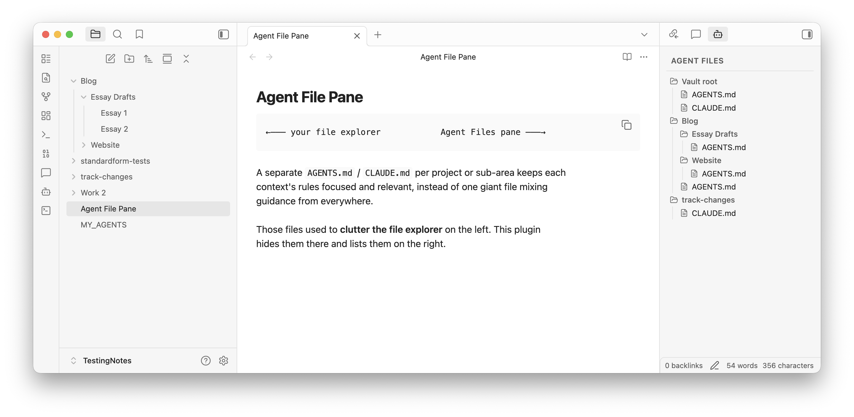 Agent File Pane in action