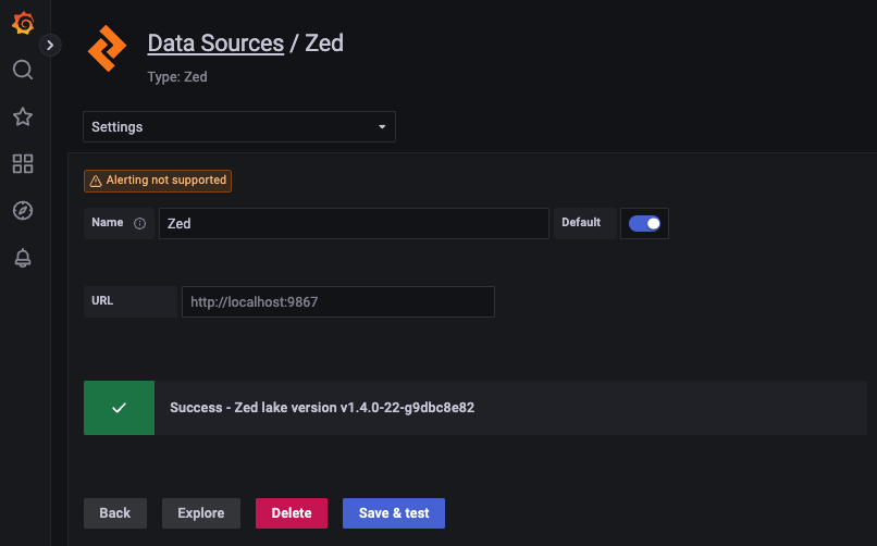 Configure and Test Zed Data Source