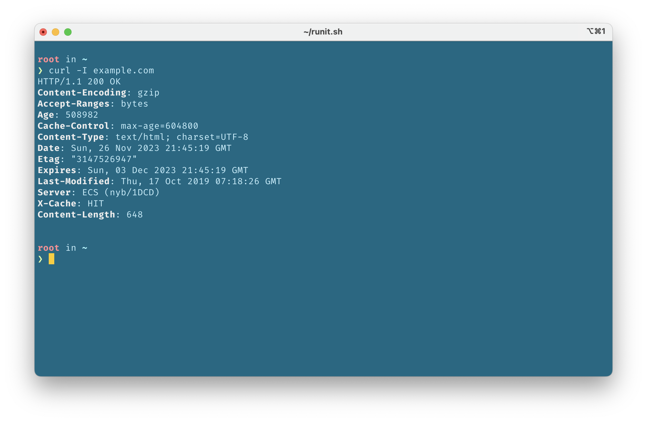 Another screenshot of FreeBSD 13.2-RELEASE for ARM64 console in QEMU on Apple Silicon Mac, this time showing that networking is working and is able to connect over HTTP to the website example.com