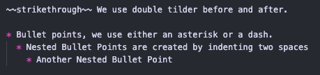 Strikethrough & Bullet Point Example