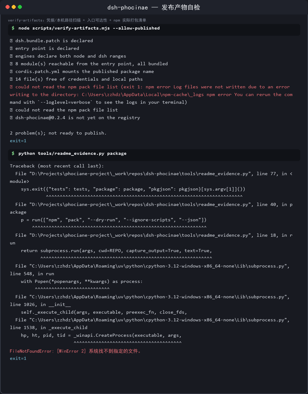 Publish artifact self-check