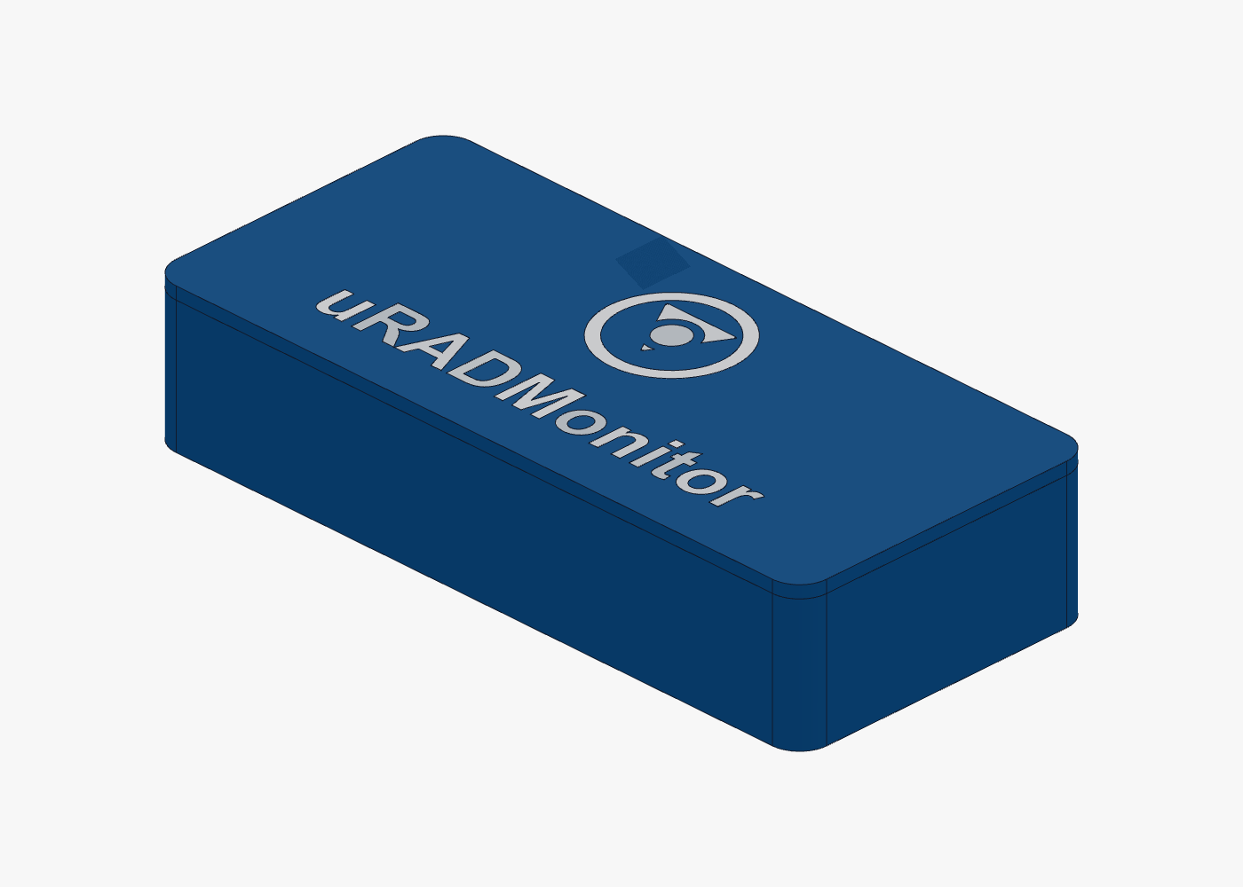 Closed dark-blue 3D-printable uRADMonitor Geiger enclosure
