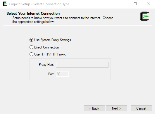 cygwin-internet-connection