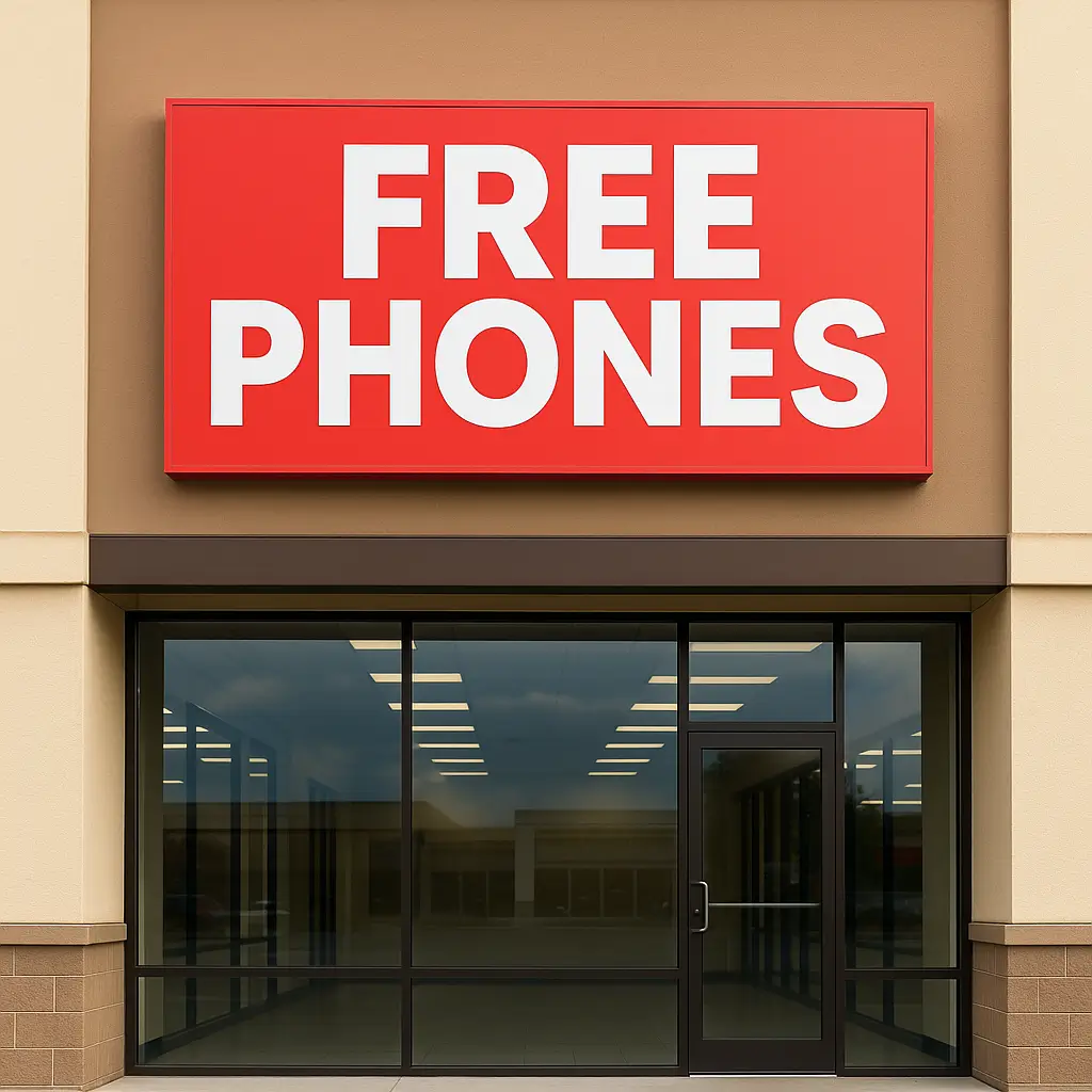 Illustration of free smartphones available through government assistance programs in the United States