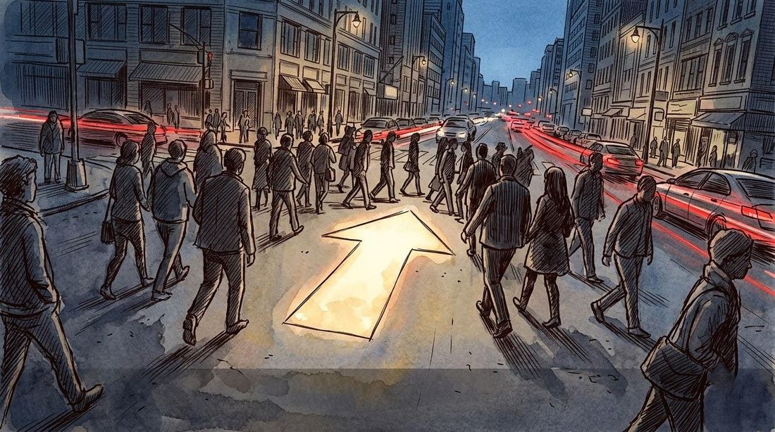 횡단보도를 건너는 많은 사람들