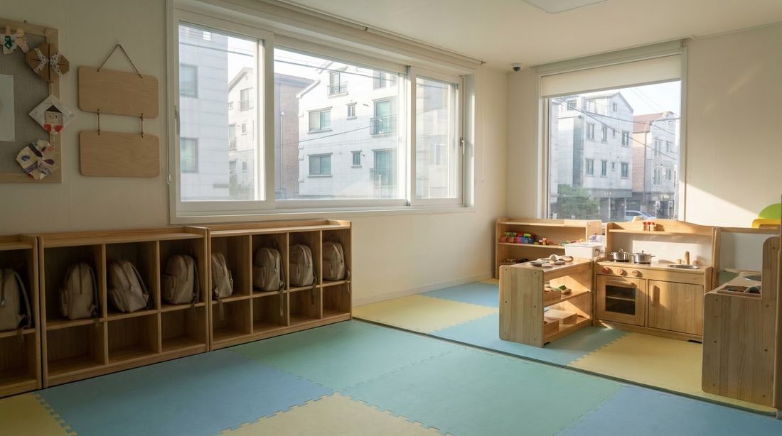The interior of a Korean daycare classroom