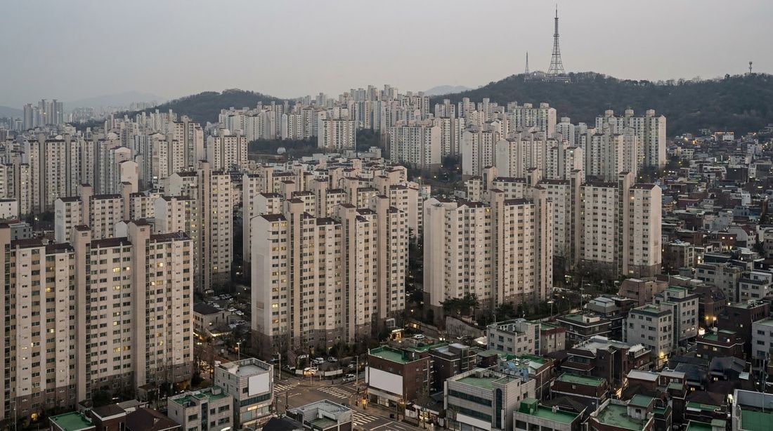 A dense Seoul residential district, the population density that makes the regulated wholesale cost per subscriber small