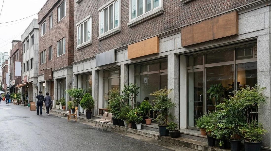 A street lined with small cafe storefronts