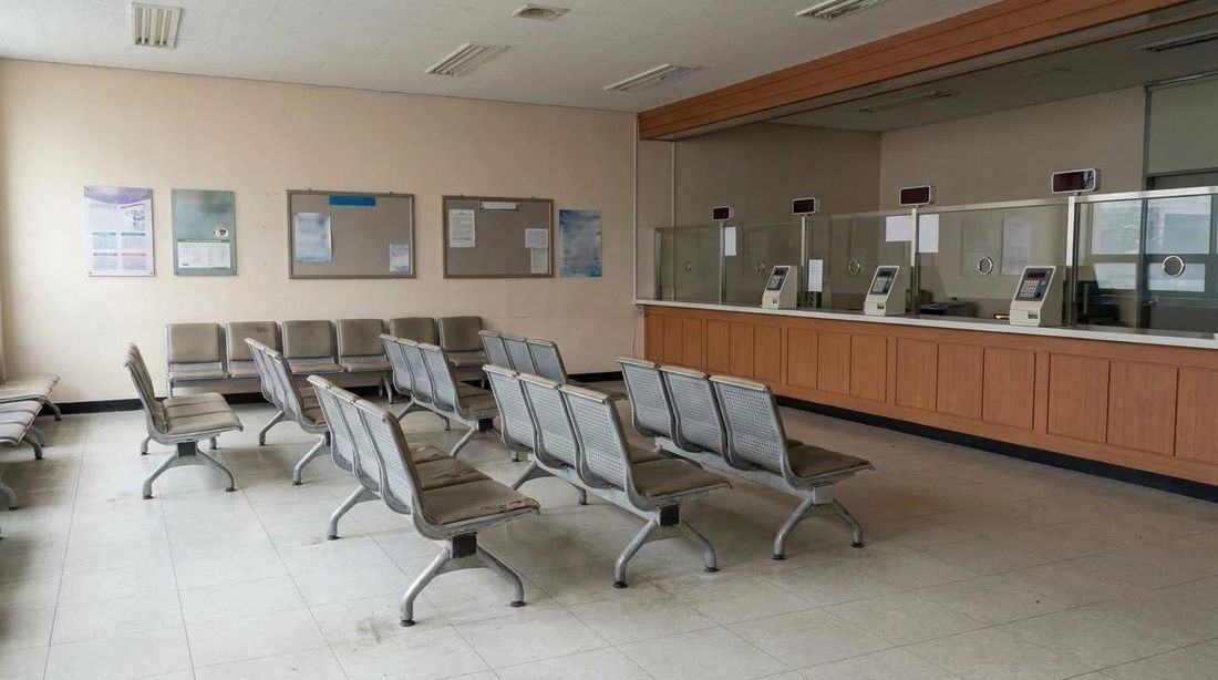 An empty public office waiting area