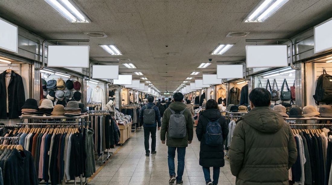 A municipal underground shopping arcade threaded between Seoul subway stations