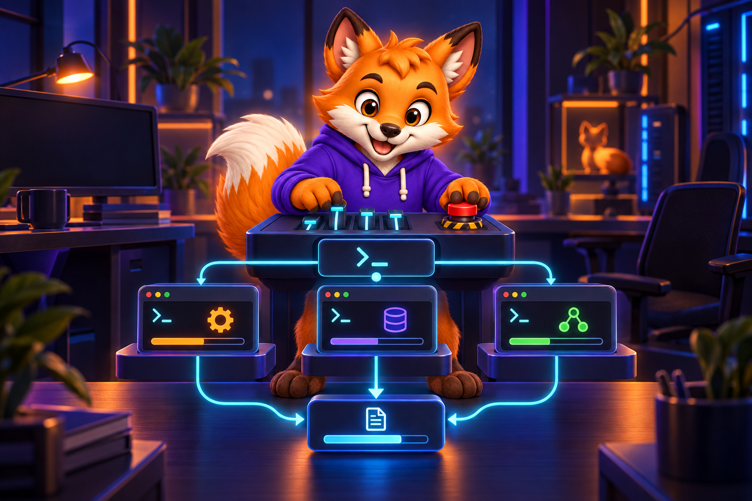Dash coordinating parallel worker consoles and collecting their results