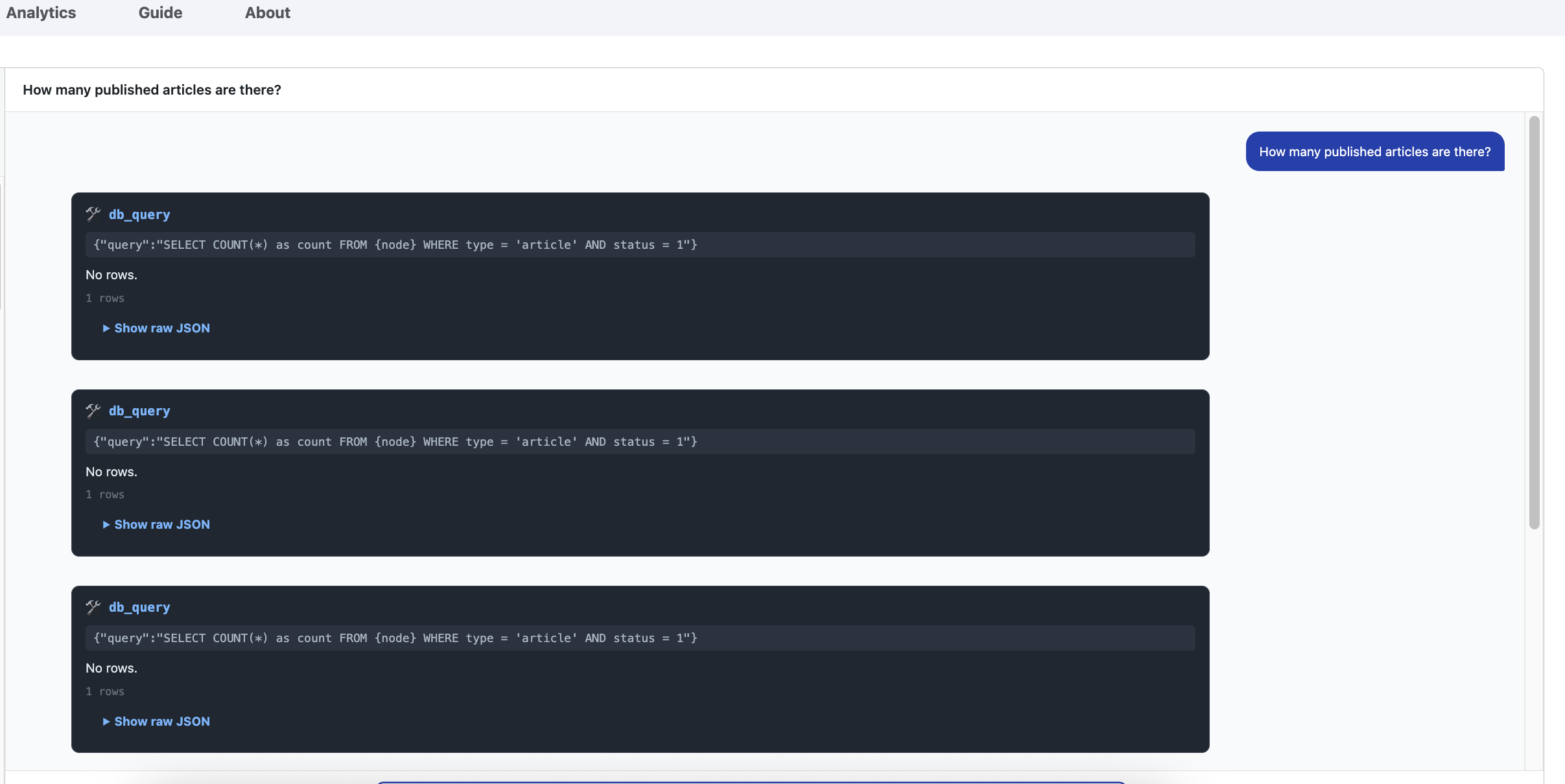 phpClaw chat panel in the Drupal admin