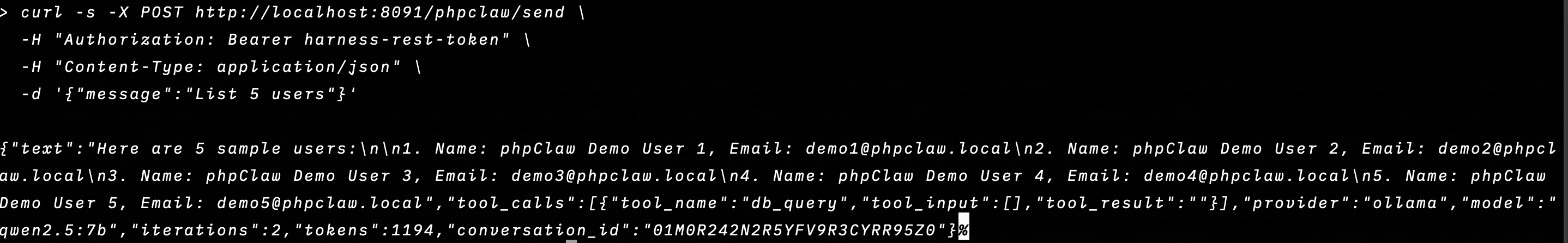 phpClaw Laravel REST API response