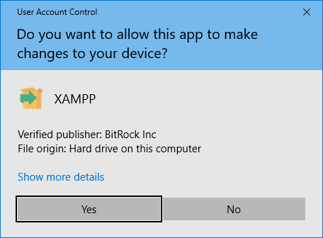 XAMPP allow changes