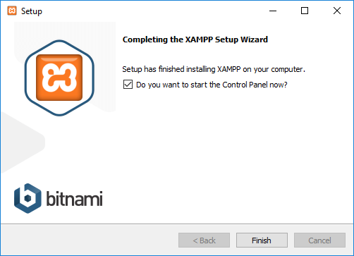 XAMPP installation complete