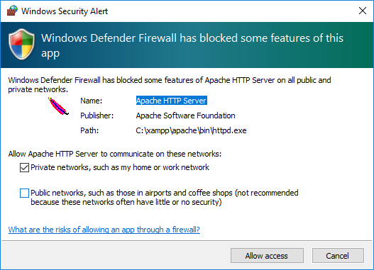 XAMPP firewall