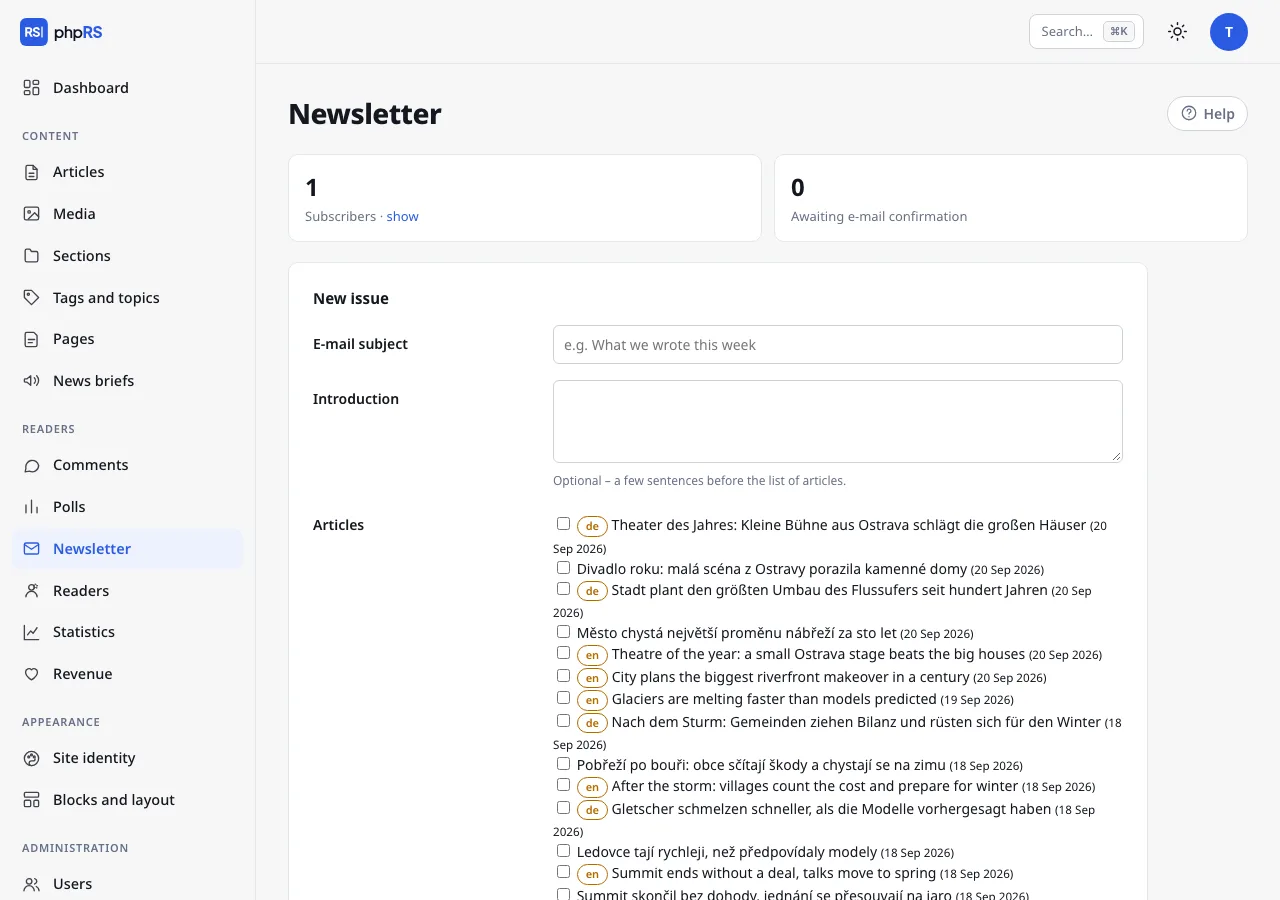 Readers → Newsletter