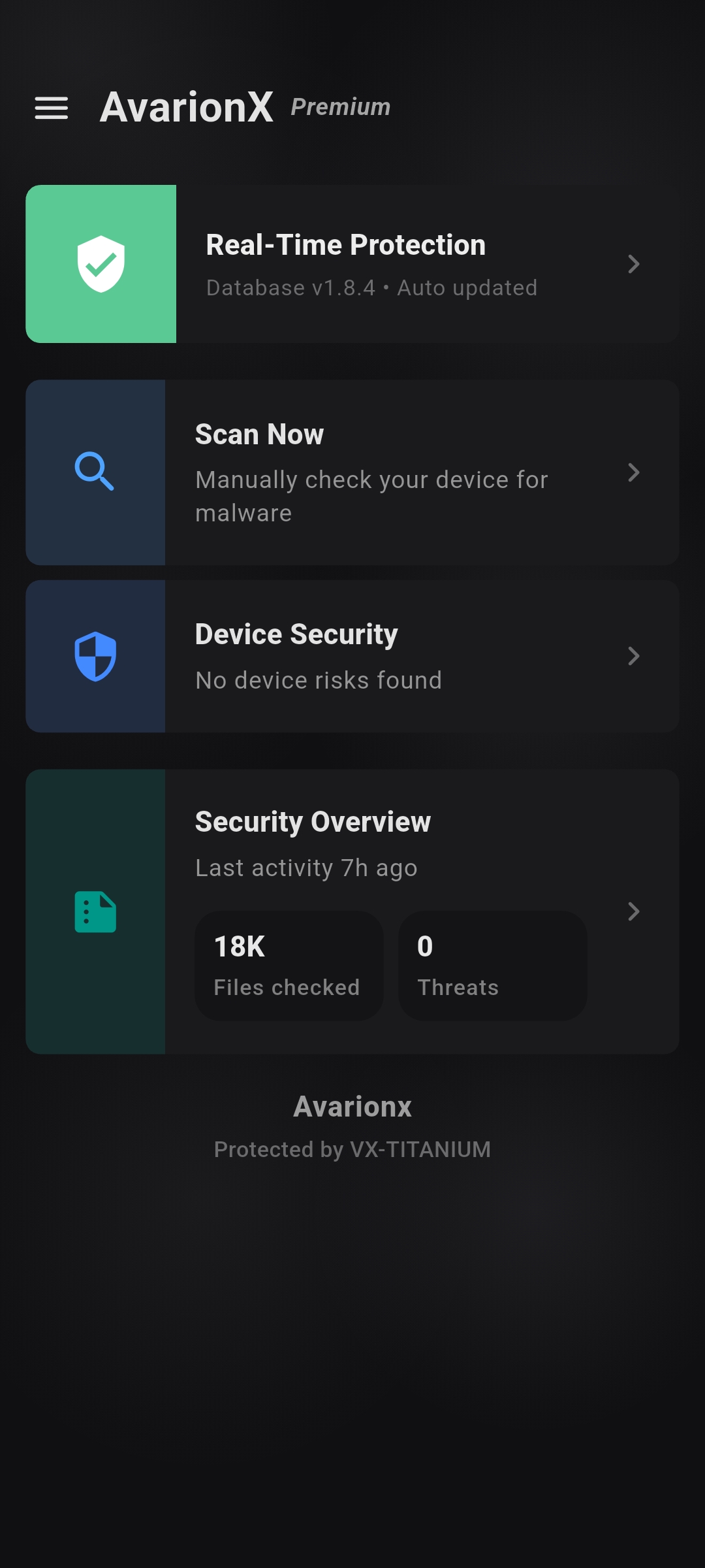 AvarionX protection menu