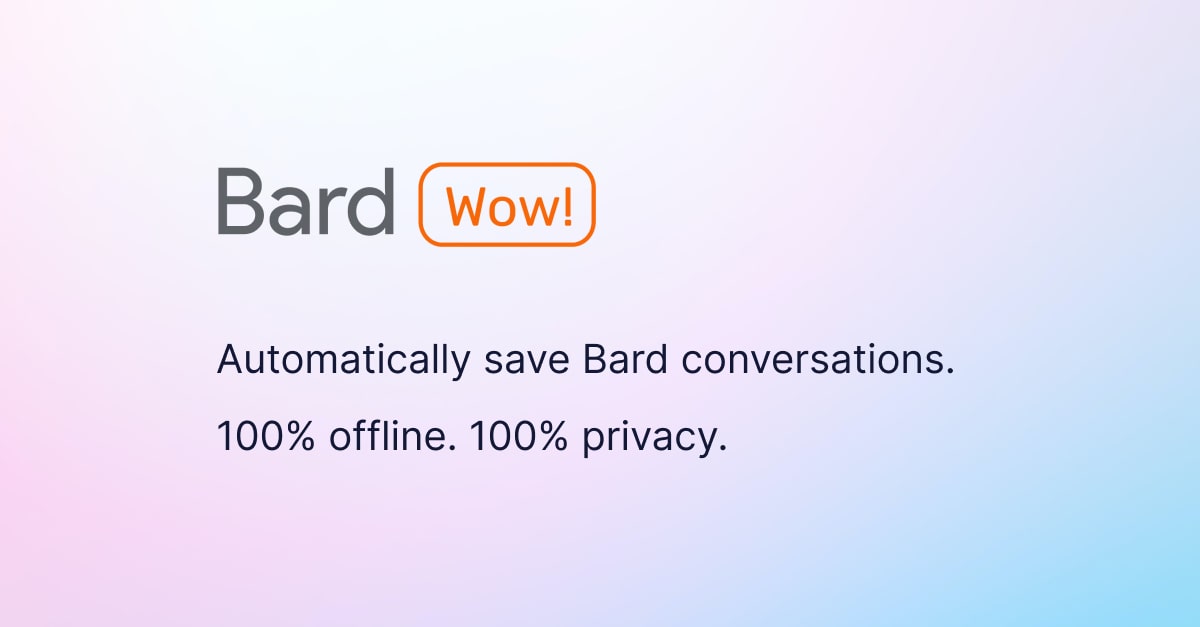 Save & share Bard conversations. Discover & use Bard prompts. Enhance Bard with more features. It's free & open-source.