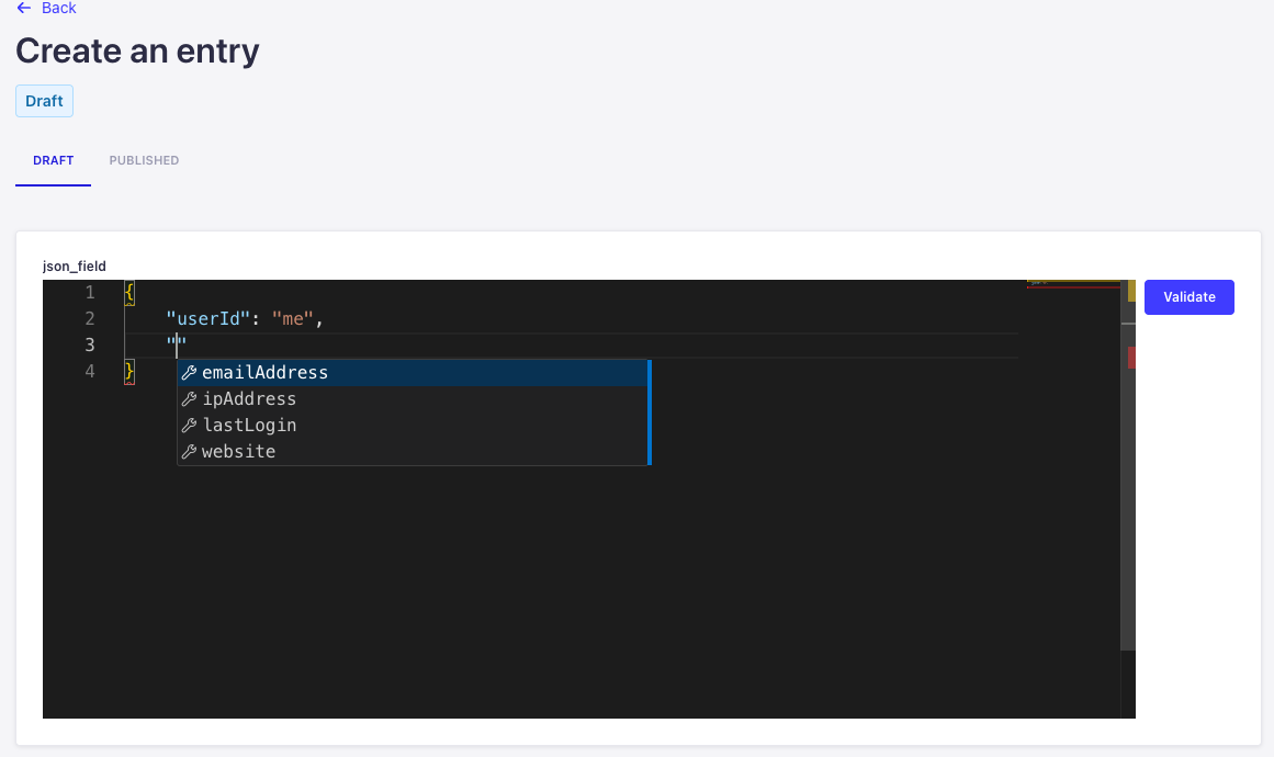 Monaco editor for JSON Schema validation field