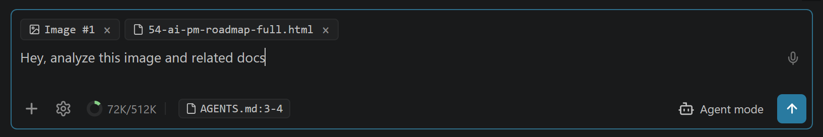 Composer with an image, a file, and a selection chip attached