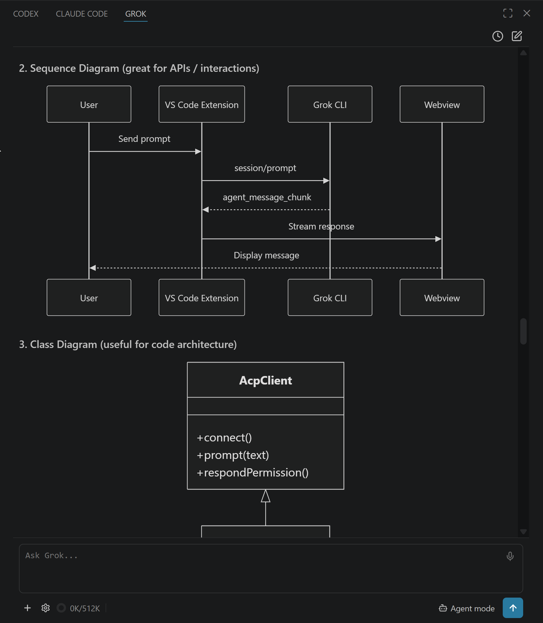 Mermaid diagram rendered inline in the chat
