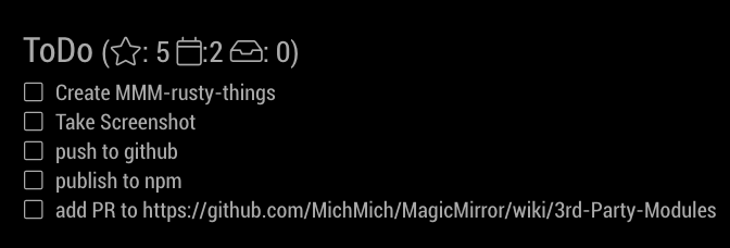 Example of MMM-rusty-things publishing todos