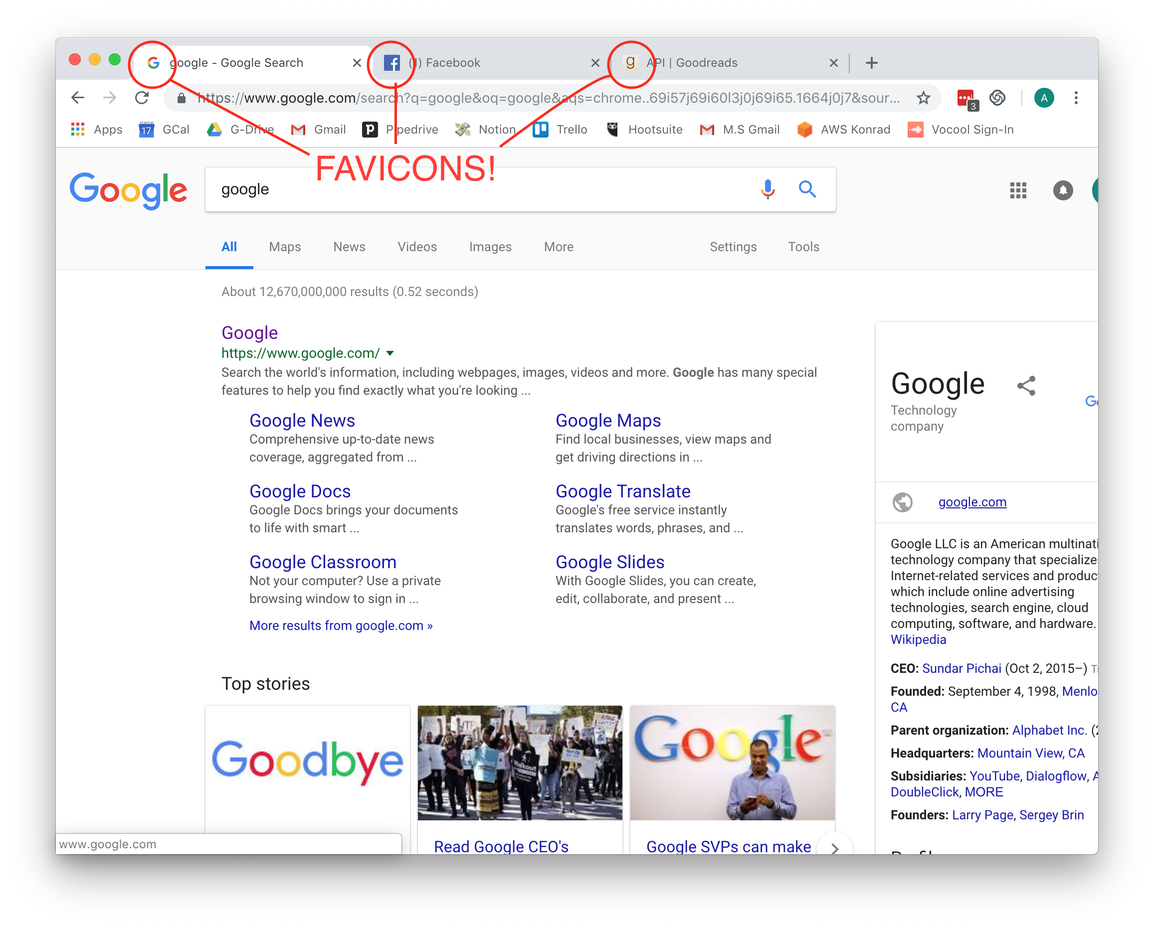 Example of Website Favicons